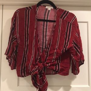 Red white and black crop top